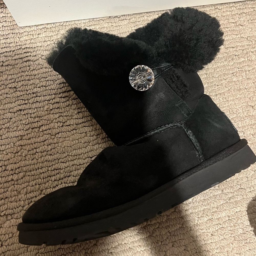 Black Ugh boots with Swarovski crystals
